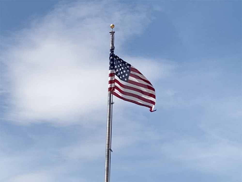 The American flag flying at ROADRUNNER RV PARK OF DEMING