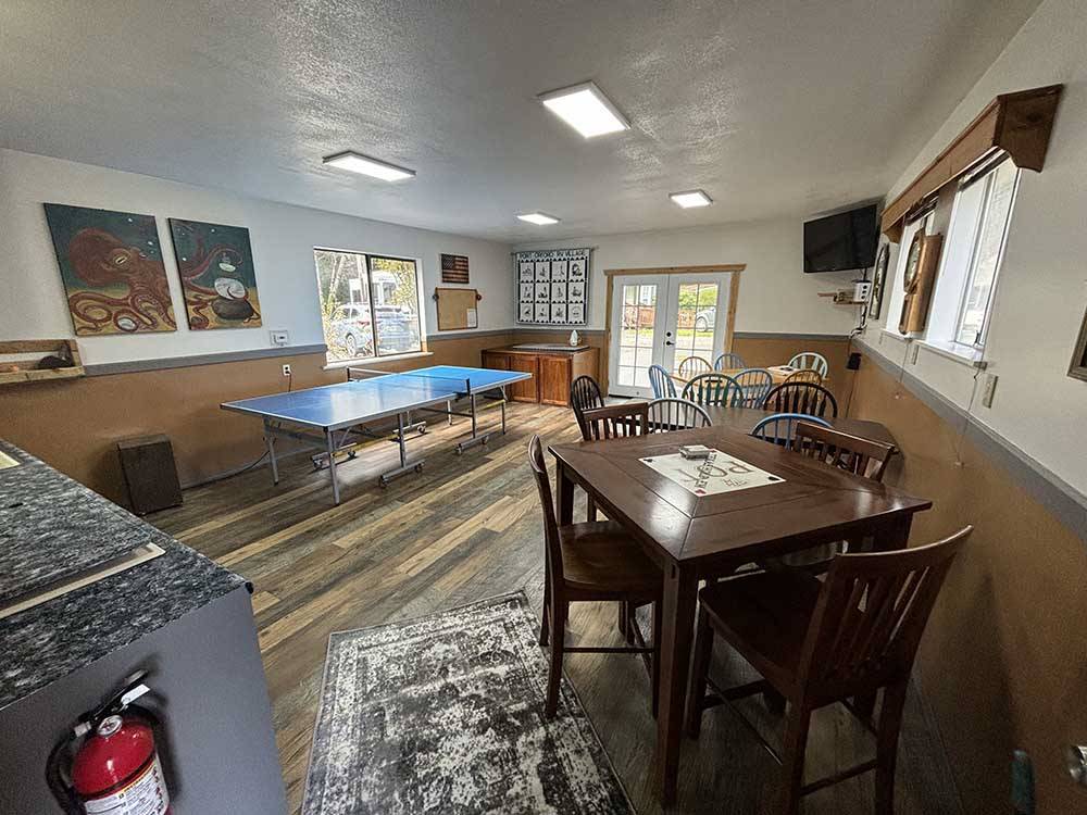 Interior of the rec room at Port Orford RV Village