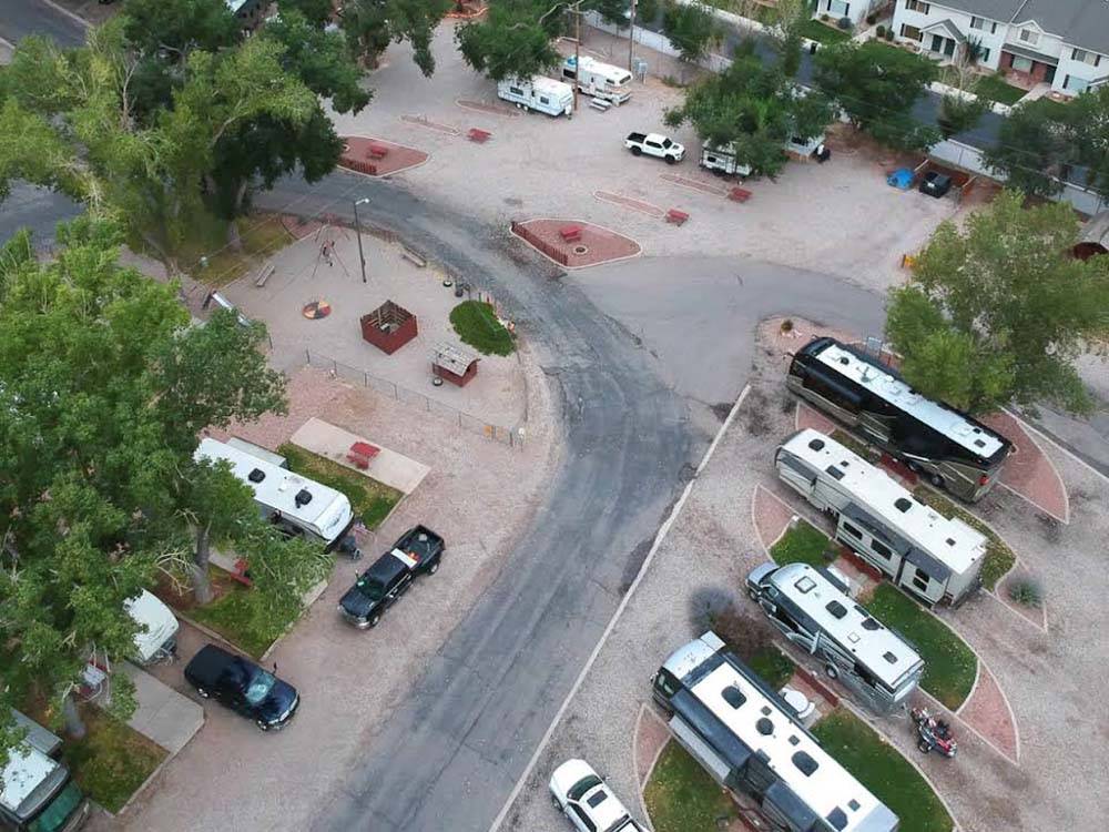 Aerial view of the campground at CEDAR CITY RV RESORT BY RJOURNEY