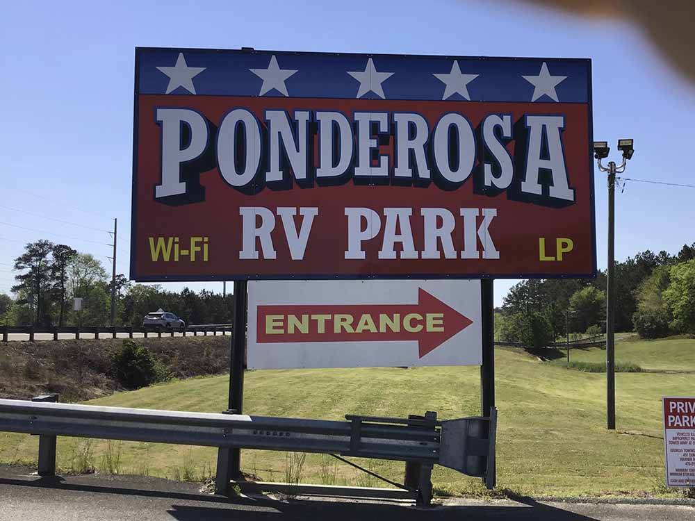 The new front entrance sign at PERRY PONDEROSA PARK