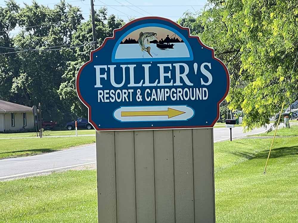 The front entrance sign at FULLER'S RESORT & CAMPGROUND ON CLEAR LAKE