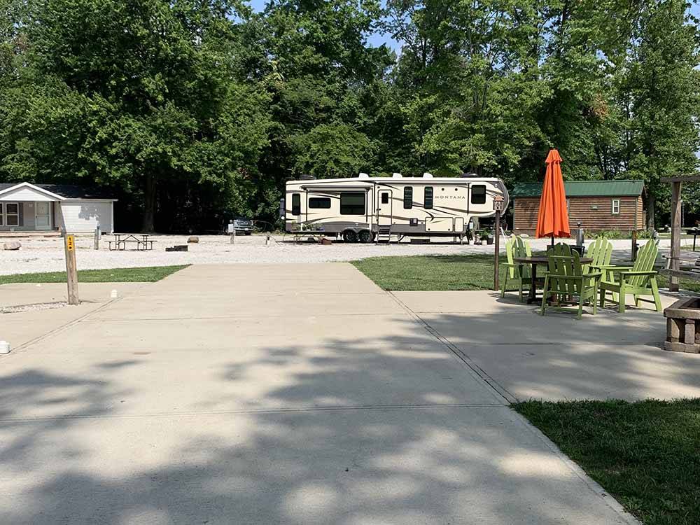 An empty paved RV site at TERRE HAUTE CAMPGROUND