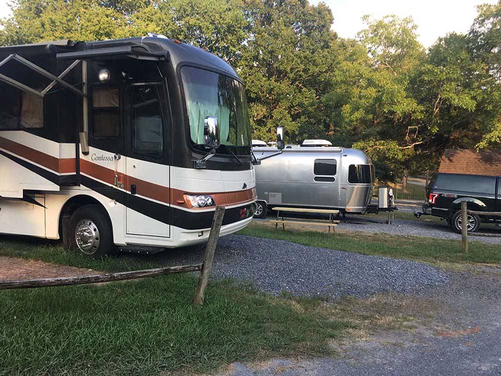 RVs parked in their sites