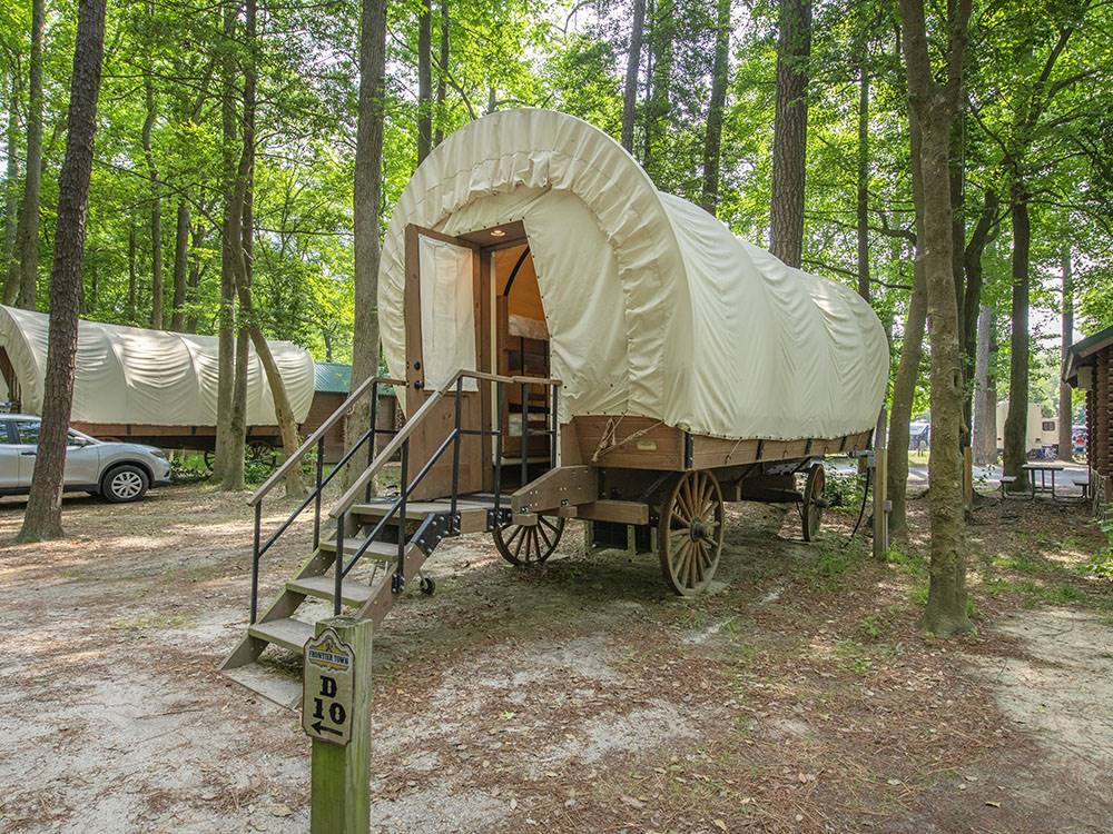 One of the conestoga wagons rentals at SUN OUTDOORS FRONTIER TOWN