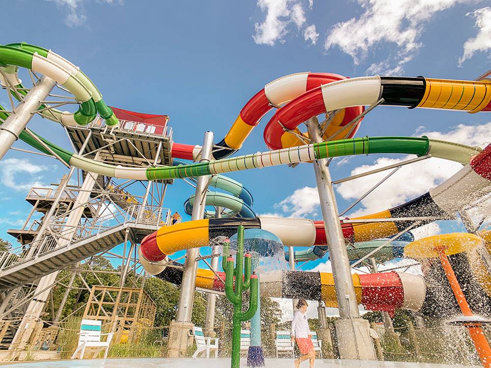 A view of the water slides at SUN OUTDOORS FRONTIER TOWN