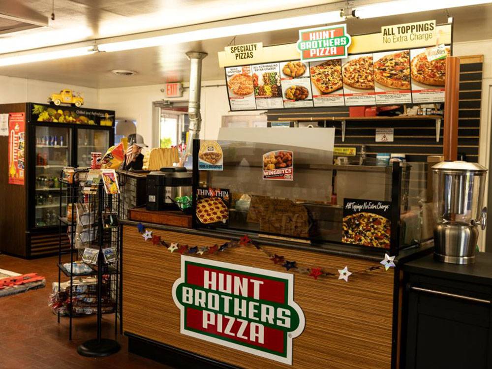 A Hunts Brothers Pizza stand