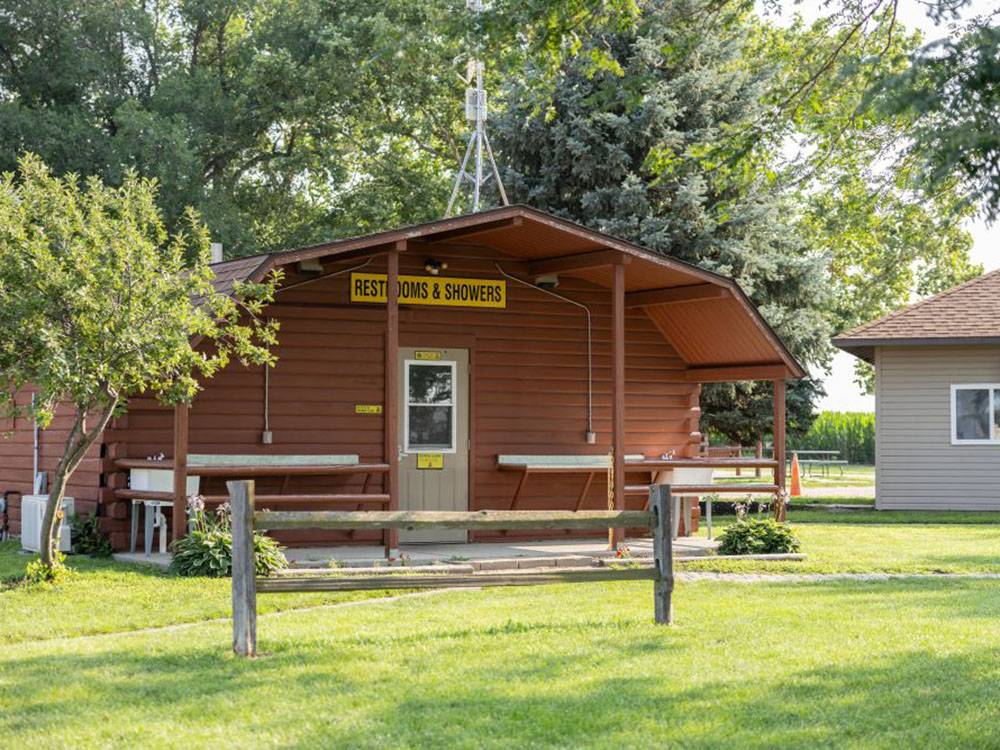 The restrooms and showers building