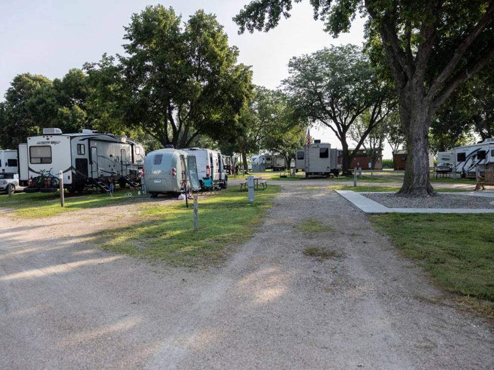 RVs parked in gravel sites