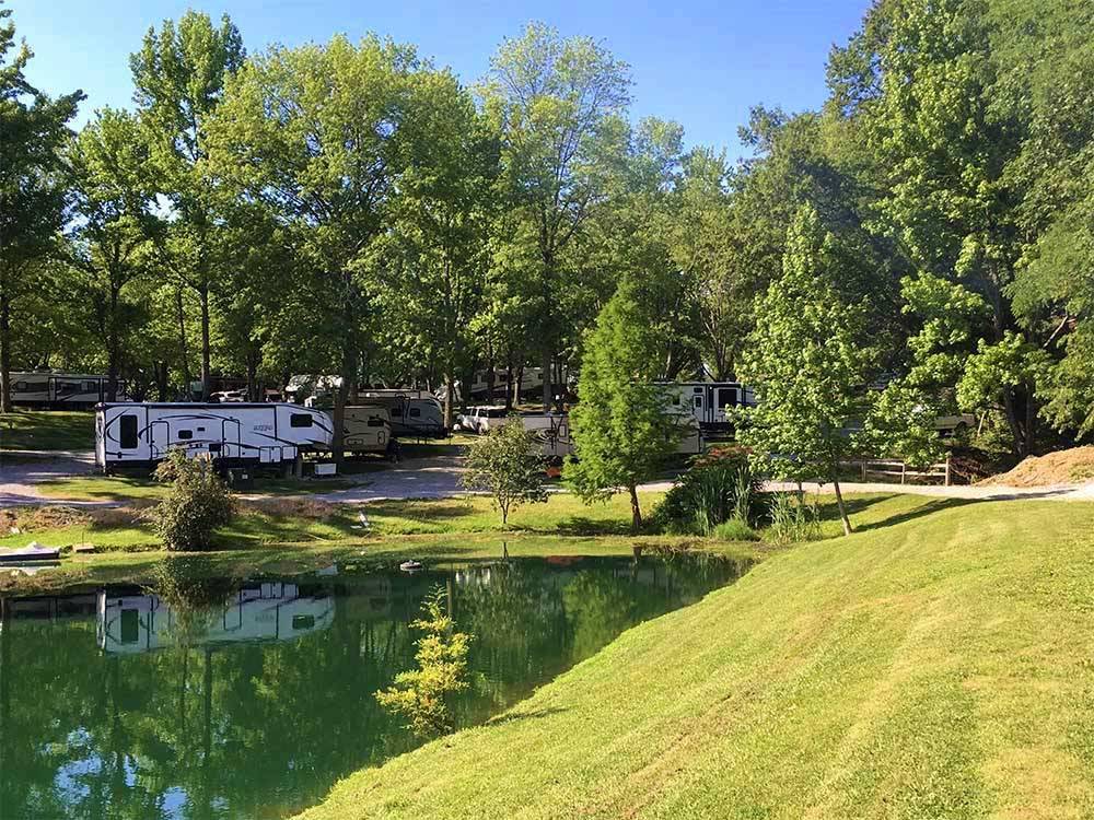 A view of the RV sites and the lake at NORTHERN KY RV PARK