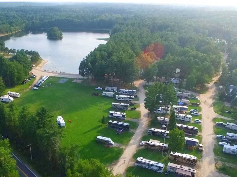 Aerial view of the campground at WASSAMKI SPRINGS CAMPGROUND