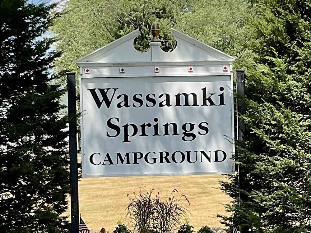 The front entrance sign at WASSAMKI SPRINGS CAMPGROUND