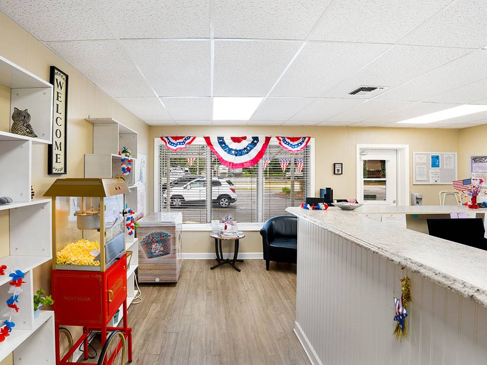 Office with popcorn maker at Silver Springs RV Park