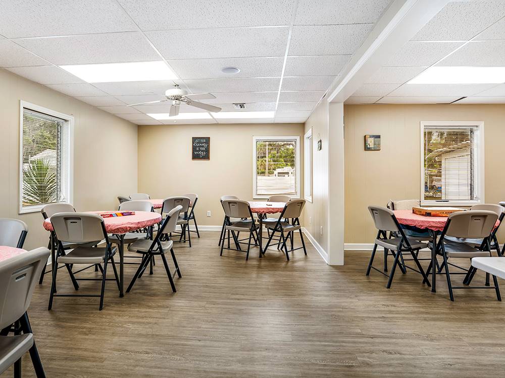 Tables and chairs at Silver Springs RV Park