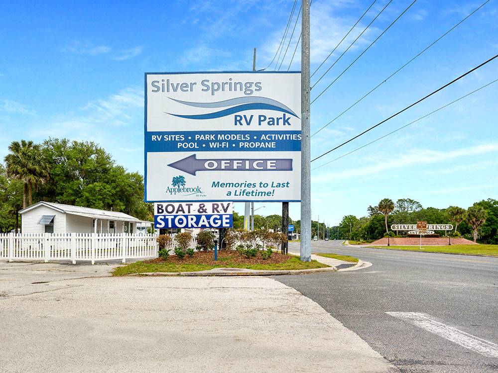 Park entrance sign at Silver Springs RV Park