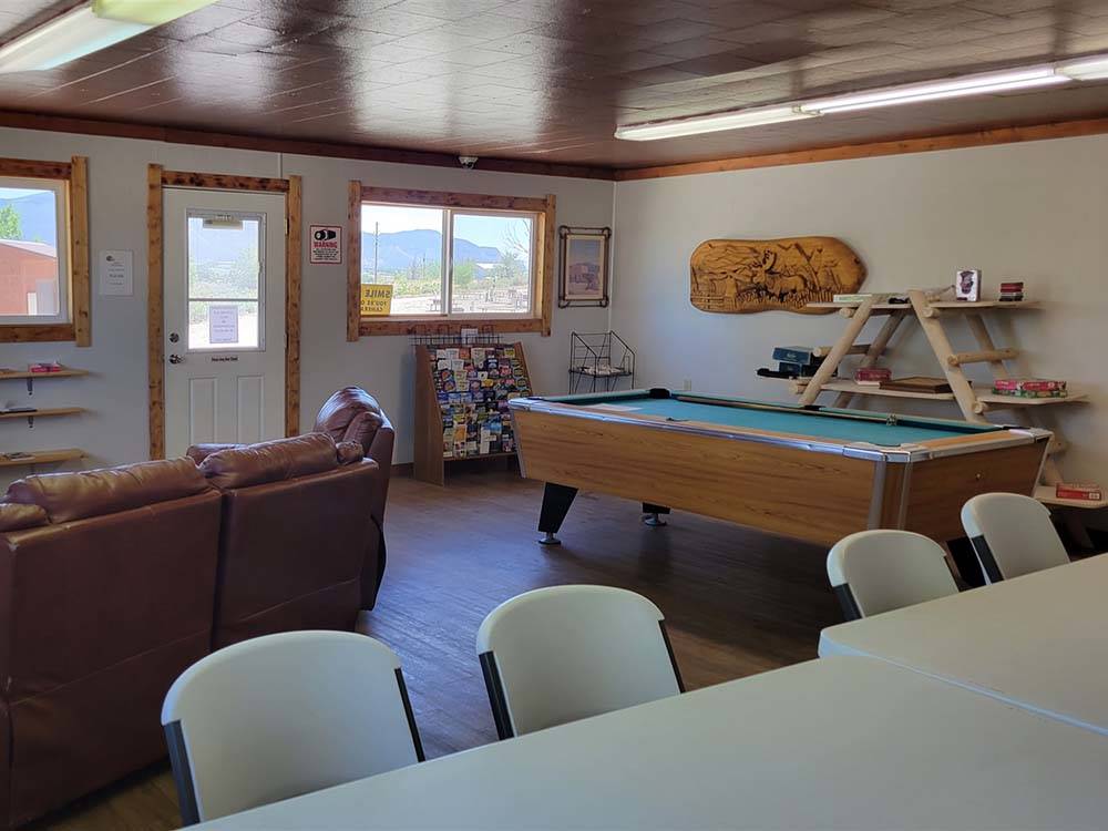 A pool table in the rec room at CORTEZ RV RESORT BY RJOURNEY