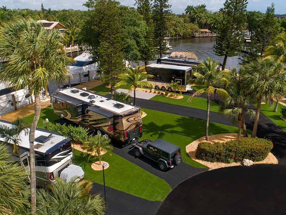A row of paved RV sites at YACHT HAVEN PARK & MARINA