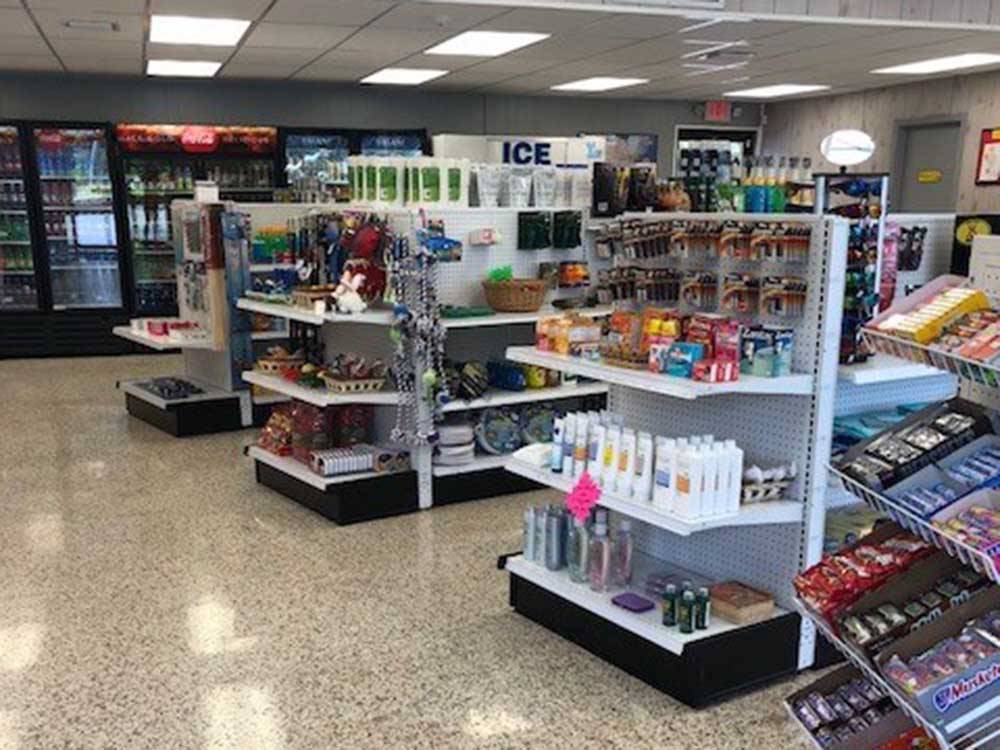 Inside the convenience store and gift shop at JENNINGS KOA HOLIDAY