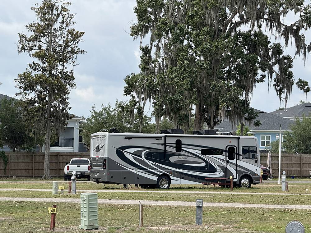 An RV parked at a site