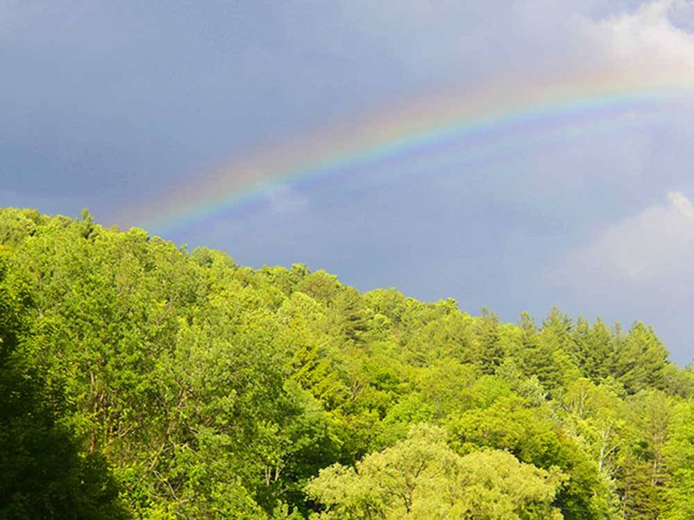 A rainbow over the campsites at HORSESHOE ACRES