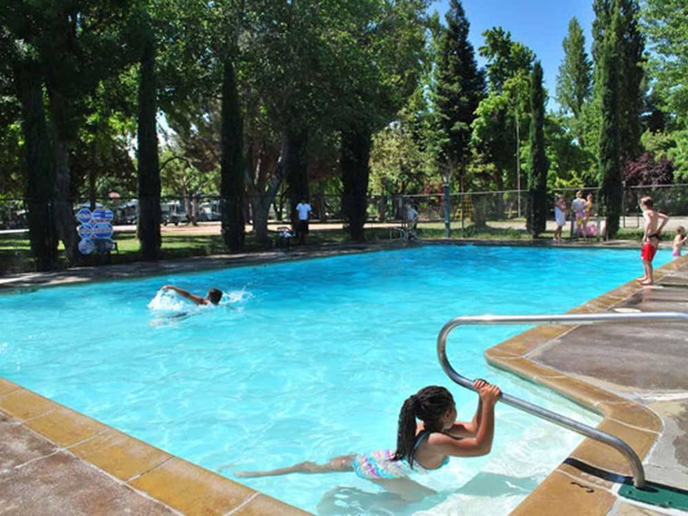 Kids swimming in pool at CASA DE FRUTA RV PARK