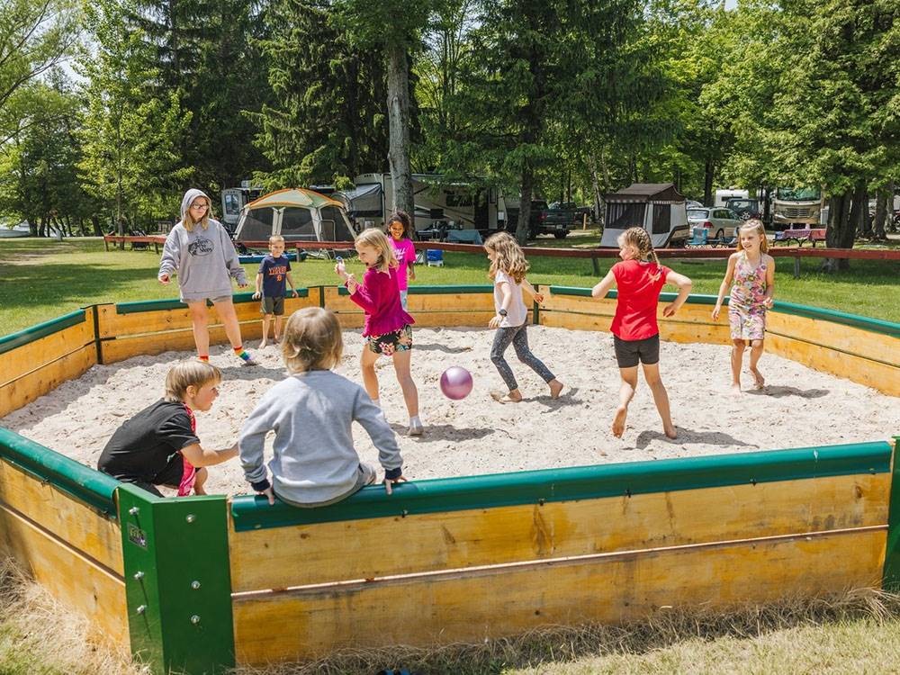 Children playing ga-ga ball