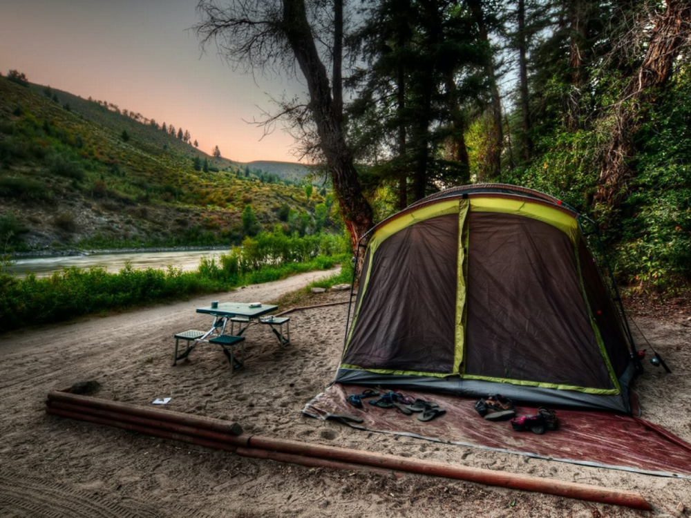 Brown tent at site