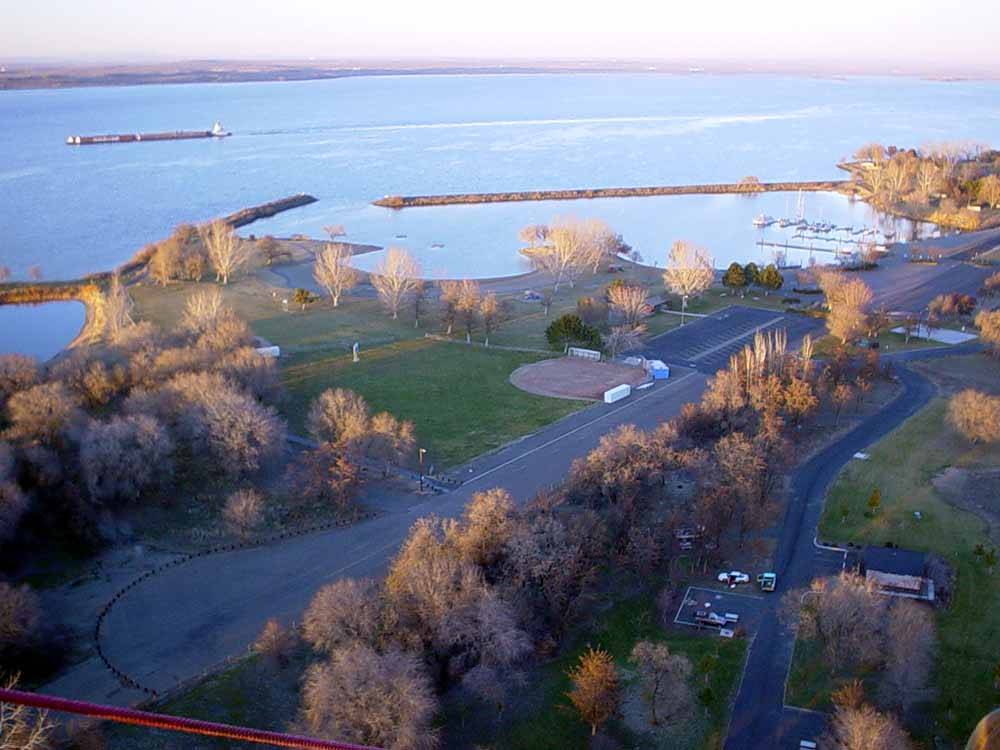 An aerial view of the RV sites at BOARDMAN MARINA  RV PARK