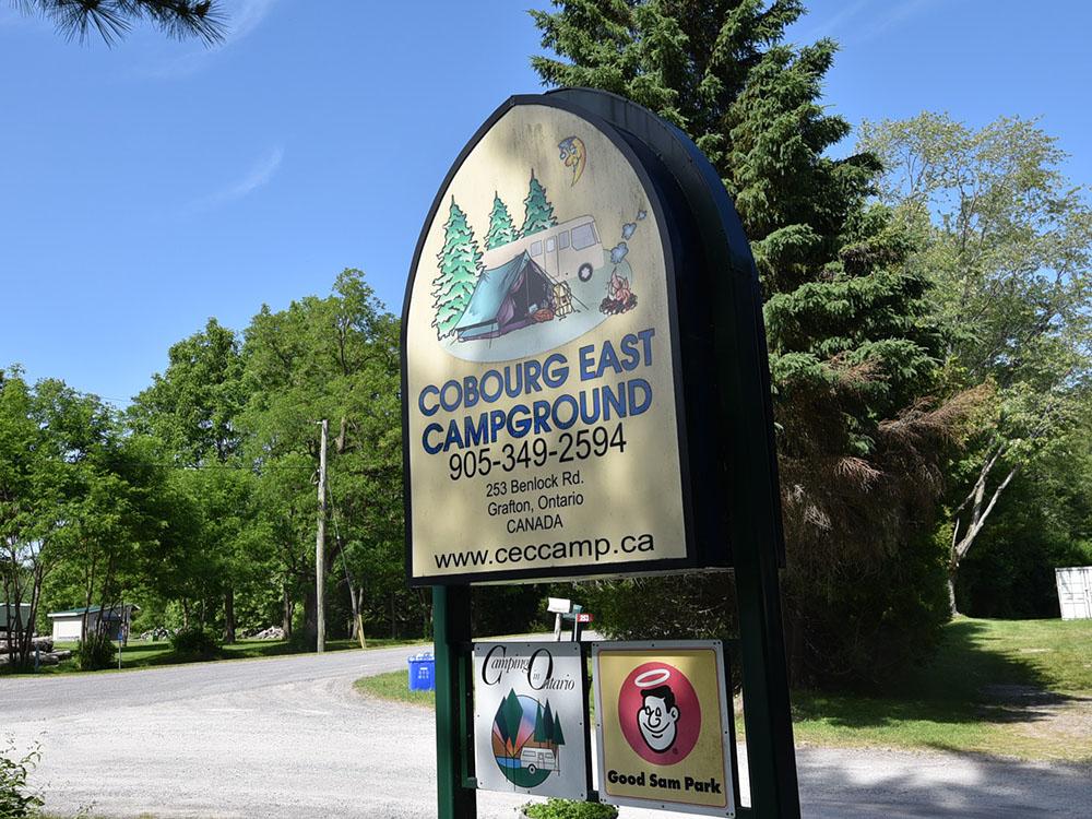 The front entrance sign at COBOURG EAST CAMPGROUND