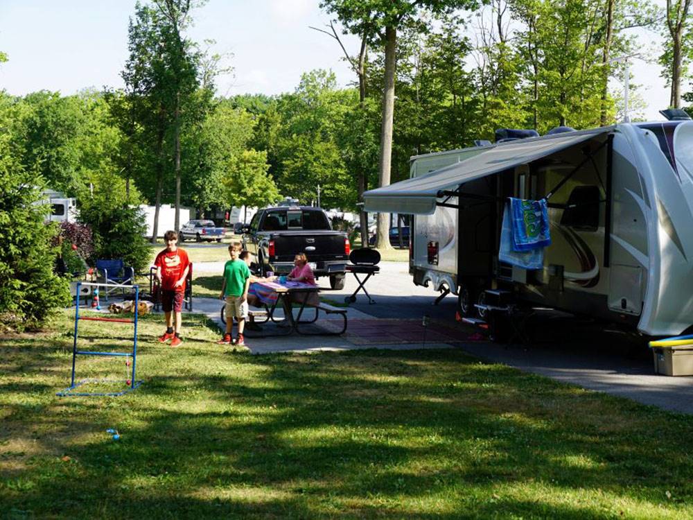 Kids playing ladder ball at their RV site