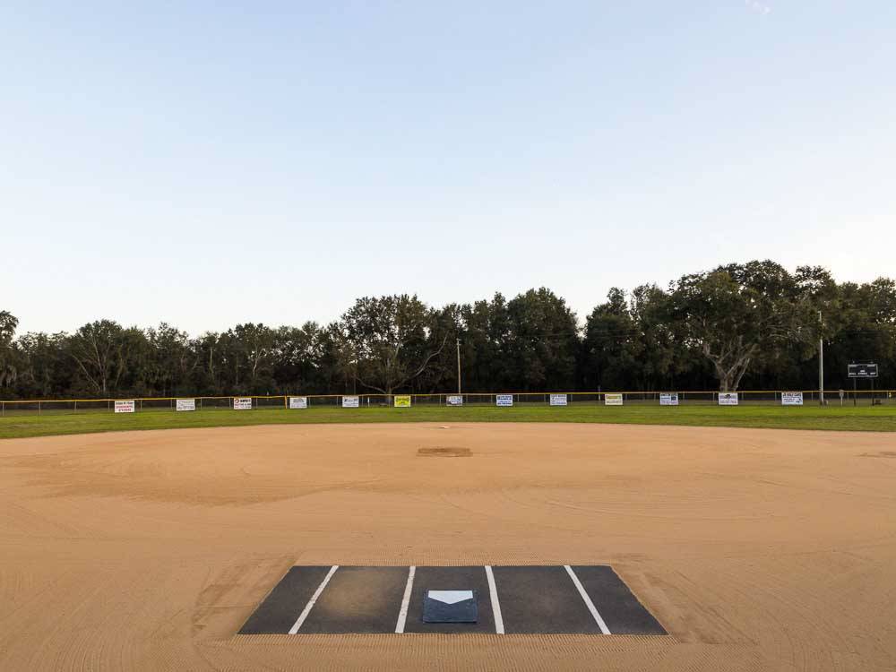Pitcher's mount of baseball field at HOLIDAY RV VILLAGE
