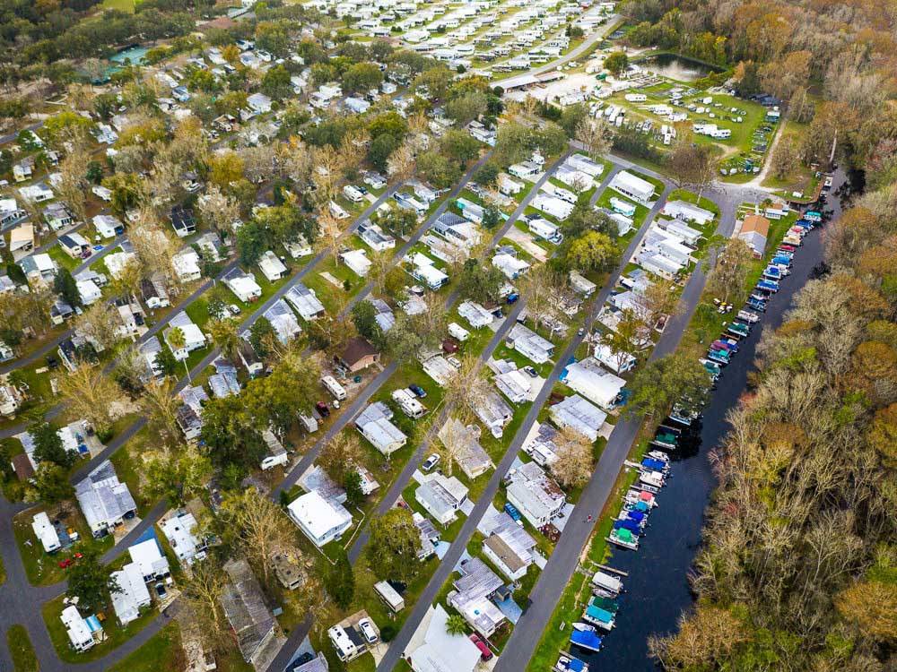 Aerial shot of RV campground at HOLIDAY RV VILLAGE