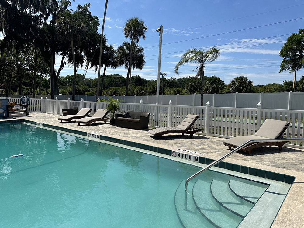 Lounge chairs by the pool