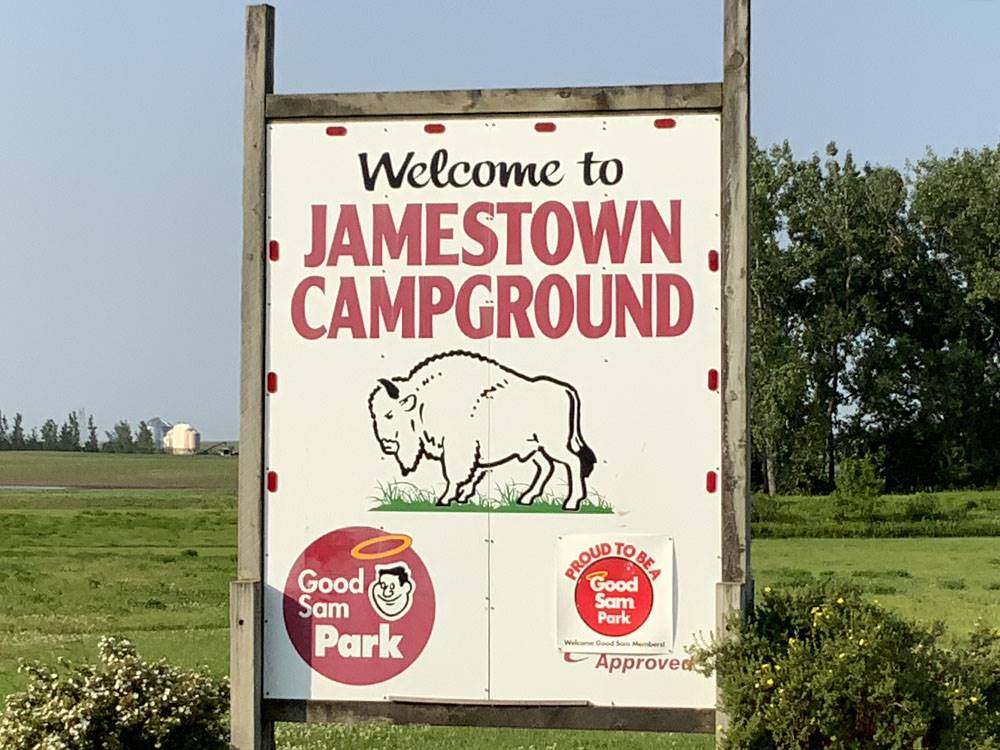 Welcome sign near entrance at JAMESTOWN CAMPGROUND