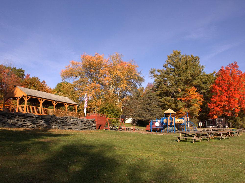 The playground next to the pavilion at PROSPECT MOUNTAIN CAMPGROUND