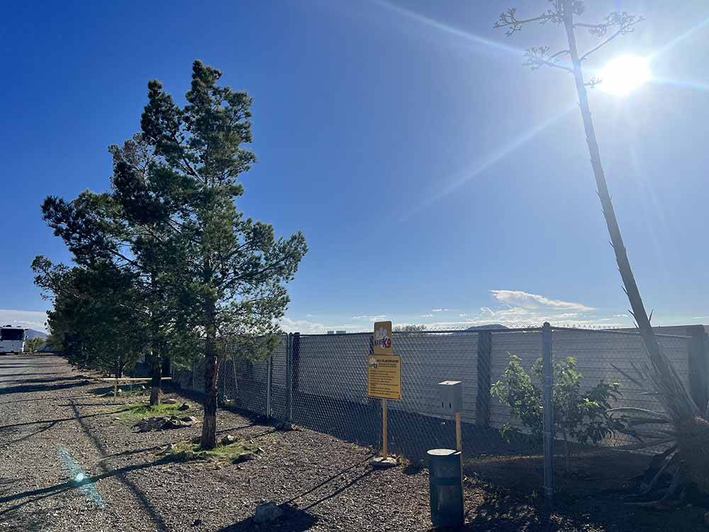 The fenced in pet kampground at LORDSBURG KOA JOURNEY