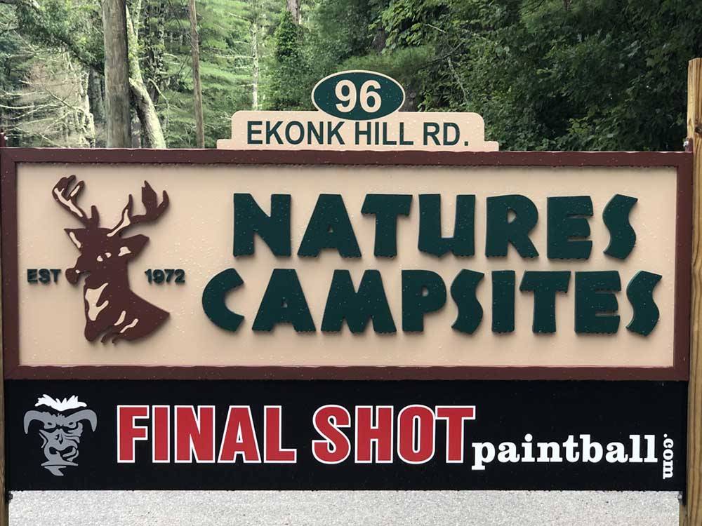 The front entrance sign at NATURES CAMPSITES