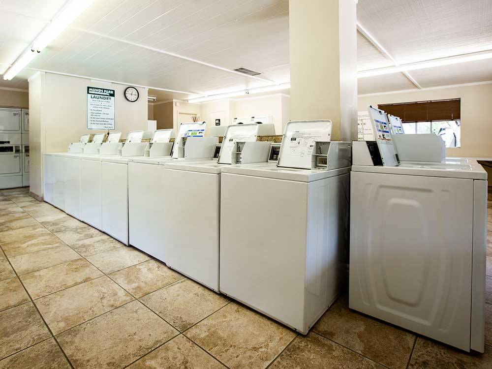 Inside view of the clean laundry room at MUNDS PARK RV RESORT