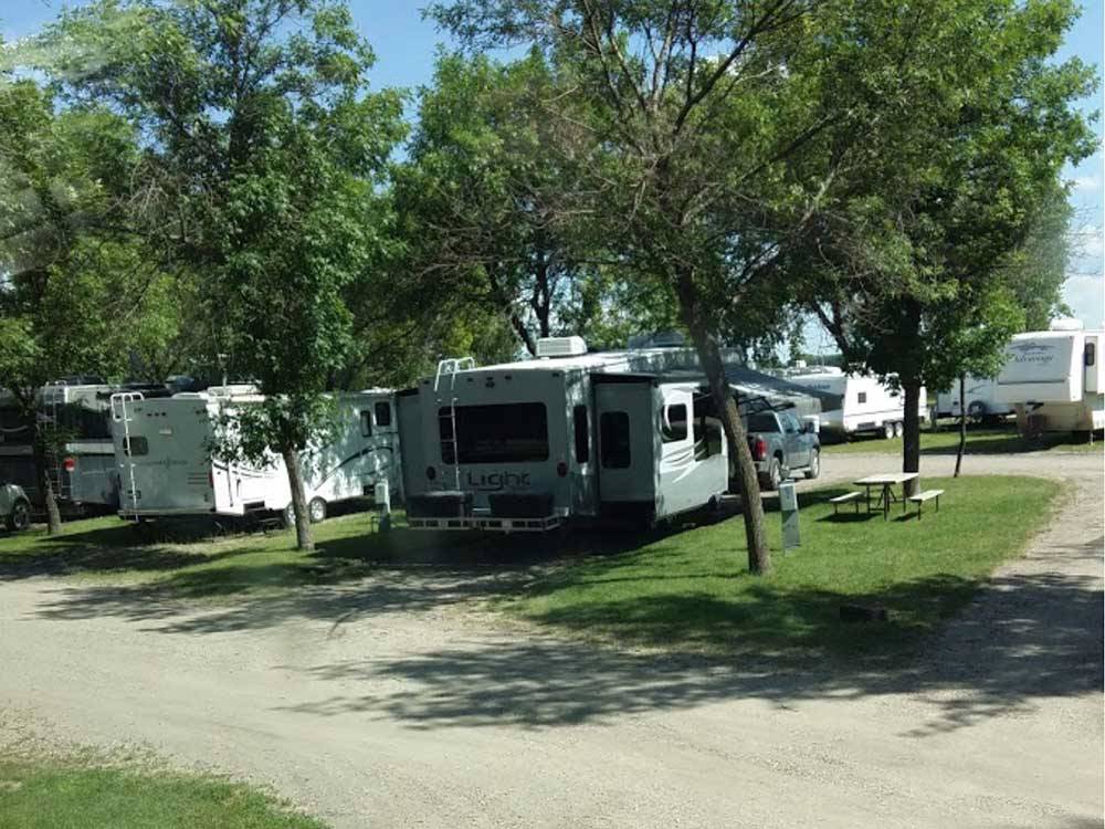 Multiple RVs parked onsite at GRAND FORKS CAMPGROUND