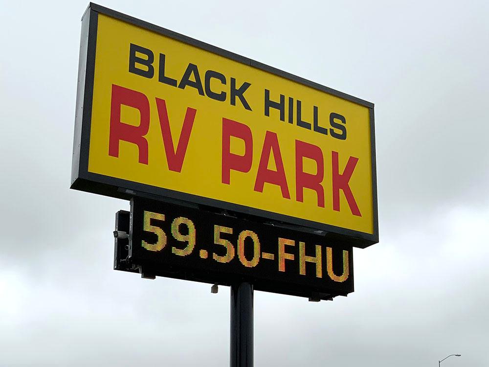 Park signage at BLACK HILLS RV PARK