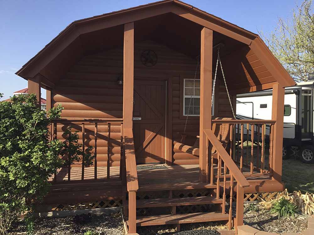 One of the rental cabins at ABILENE RV PARK