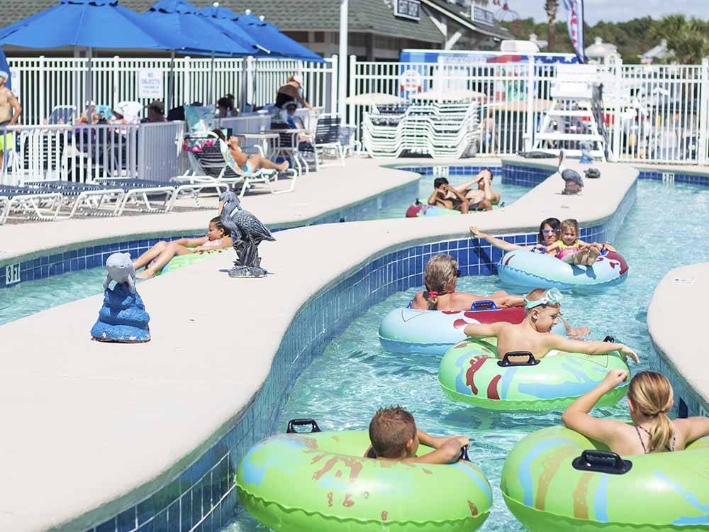 People floating on the lazy river at MYRTLE BEACH TRAVEL PARK