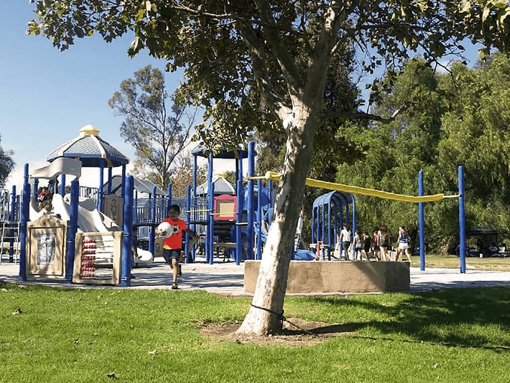 Children playing in the playground area