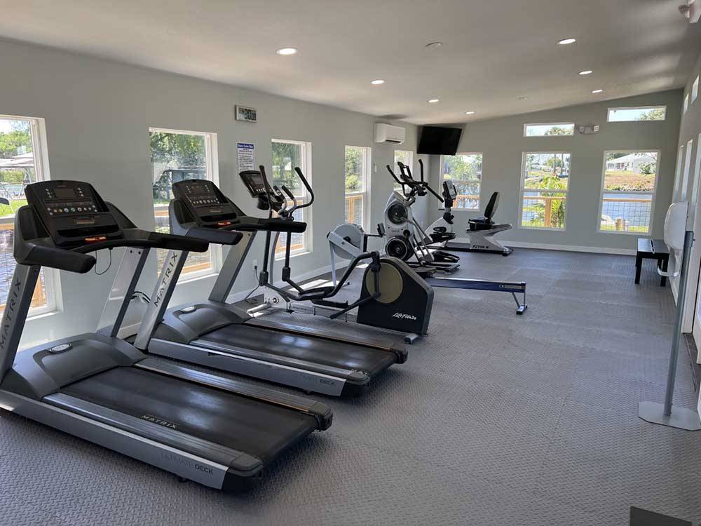 The inside of the exercise room at ZACHARY TAYLOR WATERFRONT RV RESORT