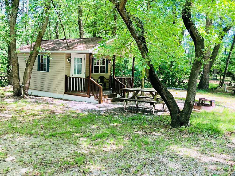 A cabin in the woods at BIG OAKS FAMILY CAMPGROUND