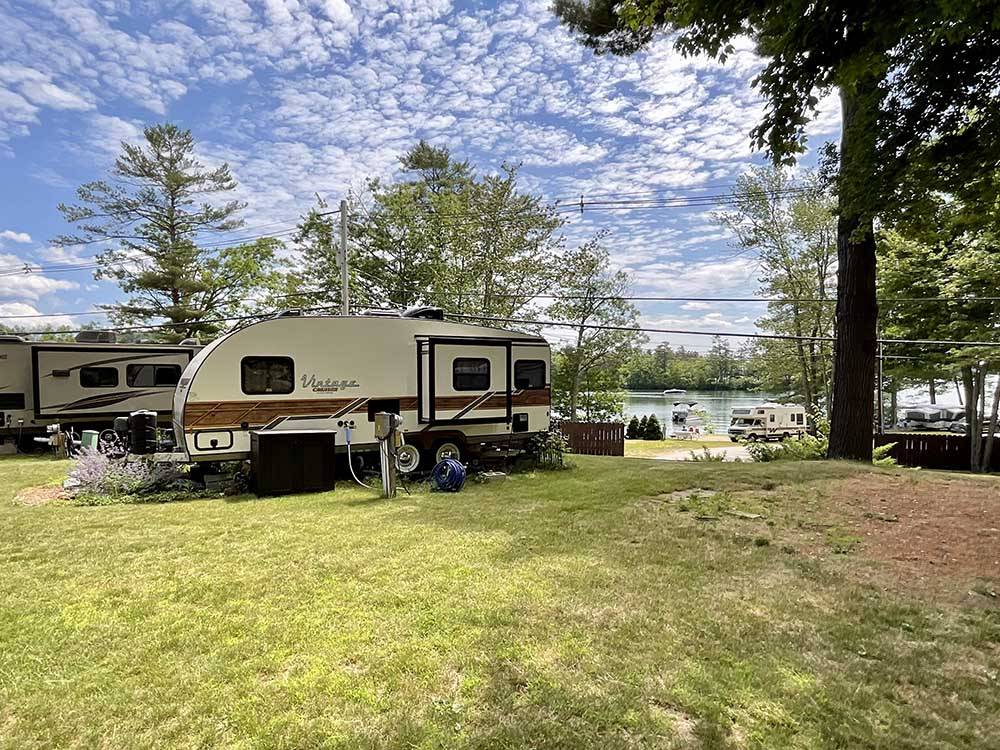 Trailer parked at campsite at LONG ISLAND BRIDGE CAMPGROUND