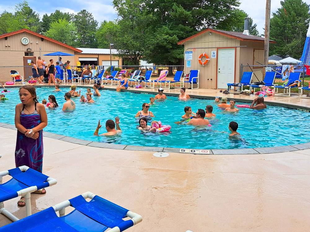 The pool filled with people