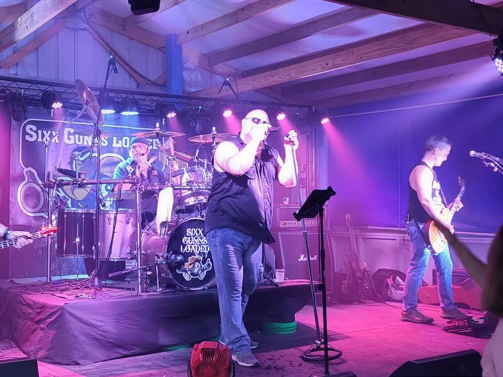A band entertaining on stage
