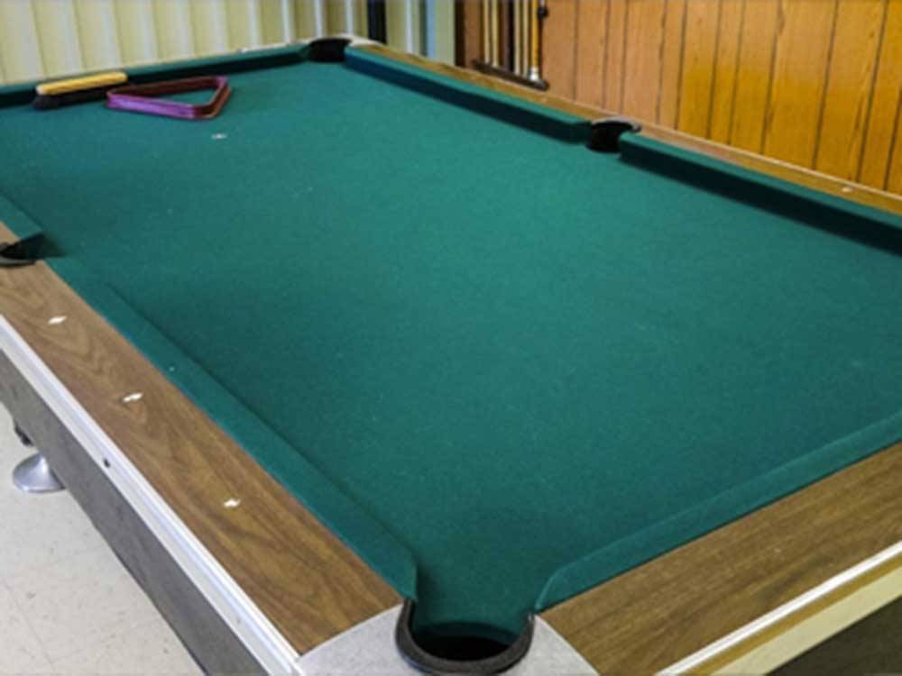 A pool table in the rec room at MERAMEC CAMPGROUND