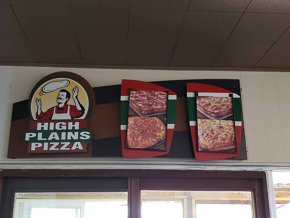 High Plains Pizza sign at HIGH PLAINS CAMPING