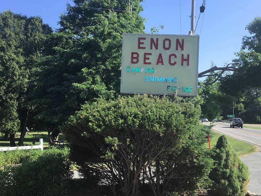 The front entrance sign at ENON BEACH CAMPGROUND